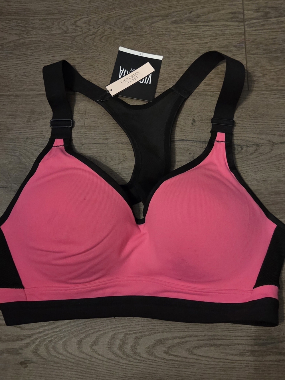 Victoria's Secret Hot Pink and Black Racerback Sports Bra